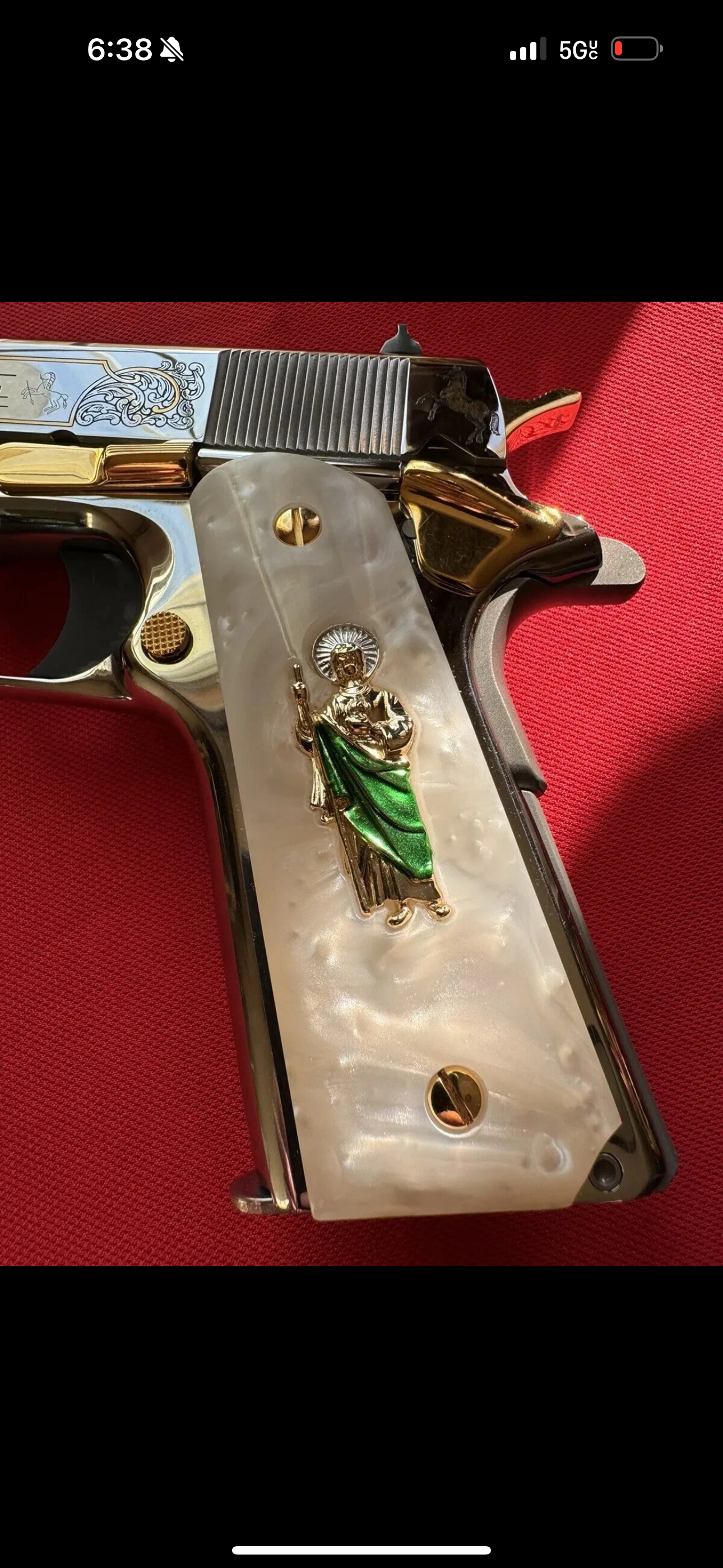 1911 Pearl Grips San Judas 24k Gold Plated 45 acp 38 Super