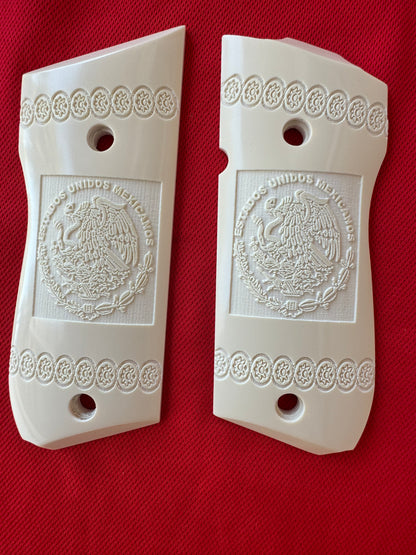 Smith & Wesson 9mm model 39 inlayed Estados Unidos Mexicanos Pistol Grips S&W faux ivory