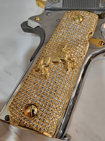 Rampart Horse 1911 Pistol Grips –  CZ Stone Inlay – Full-Size 1911