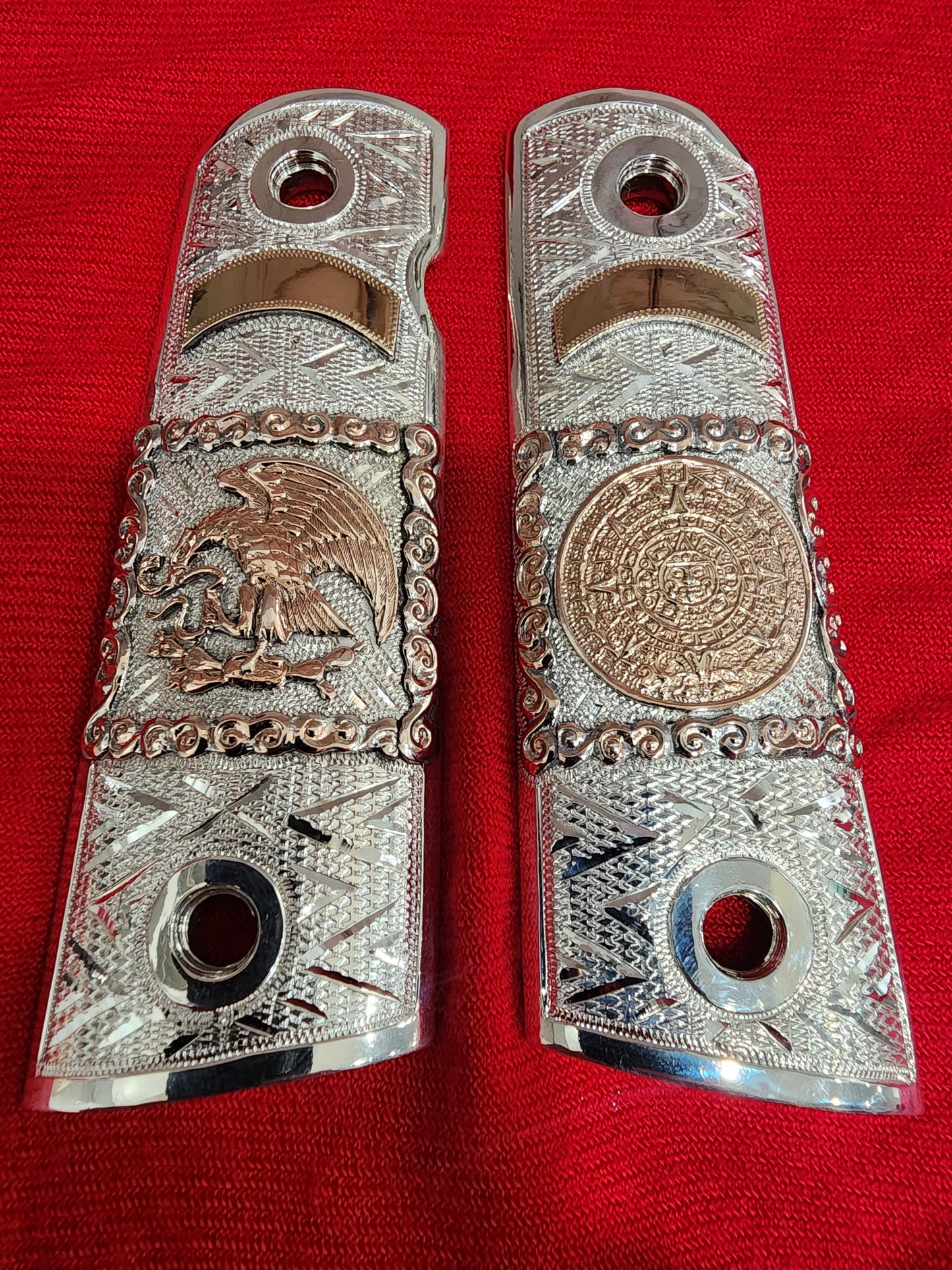 1911 sterling silver / 10kt Gold Handmade and Engraved Mexican Motif grips