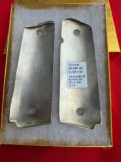 1911 9.25 Silver & 14kt GOLD Engraved Pistol Grips "SAN JUDAS 38 Super 45