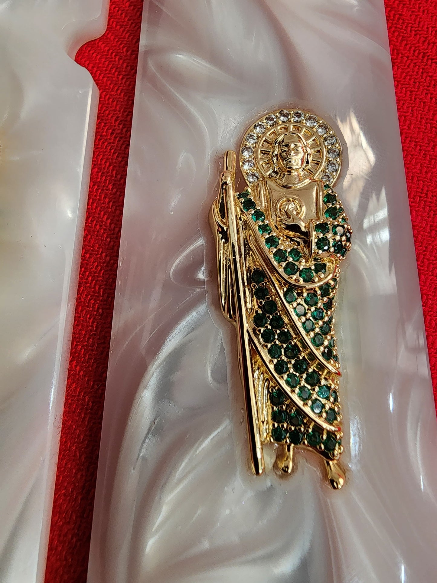 1911 Pearl Grips San Judas cz stones inlayed 24k Gold Plated 45 acp 38 Super