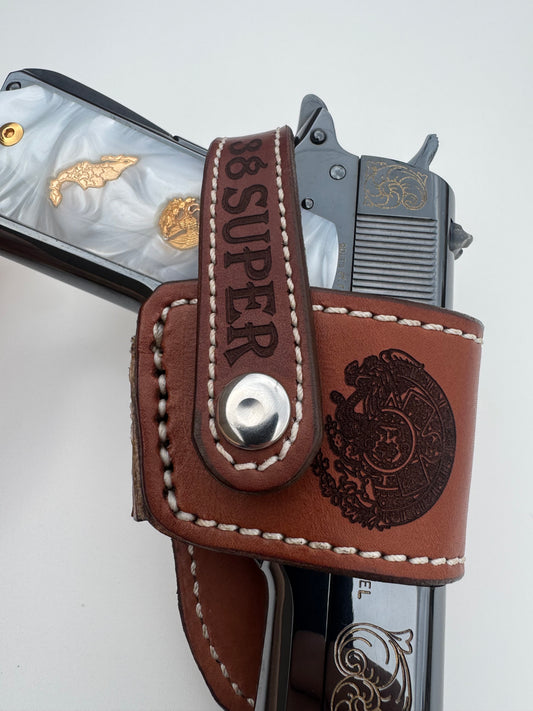 1911 Aztec Mexican Eagle "HANDMADE" Leather Holster 38 Super Colt, Kimber, Rock Island