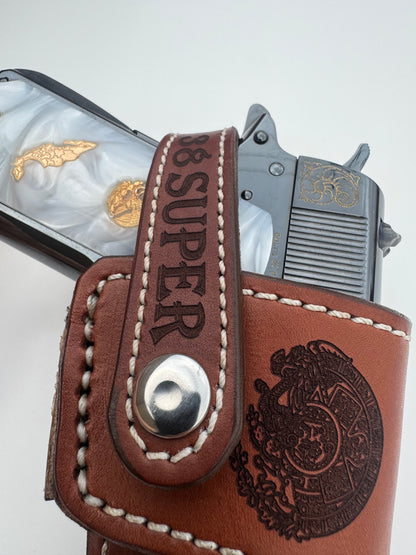 1911 Aztec Mexican Eagle "HANDMADE" Leather Holster 38 Super Colt, Kimber, Rock Island