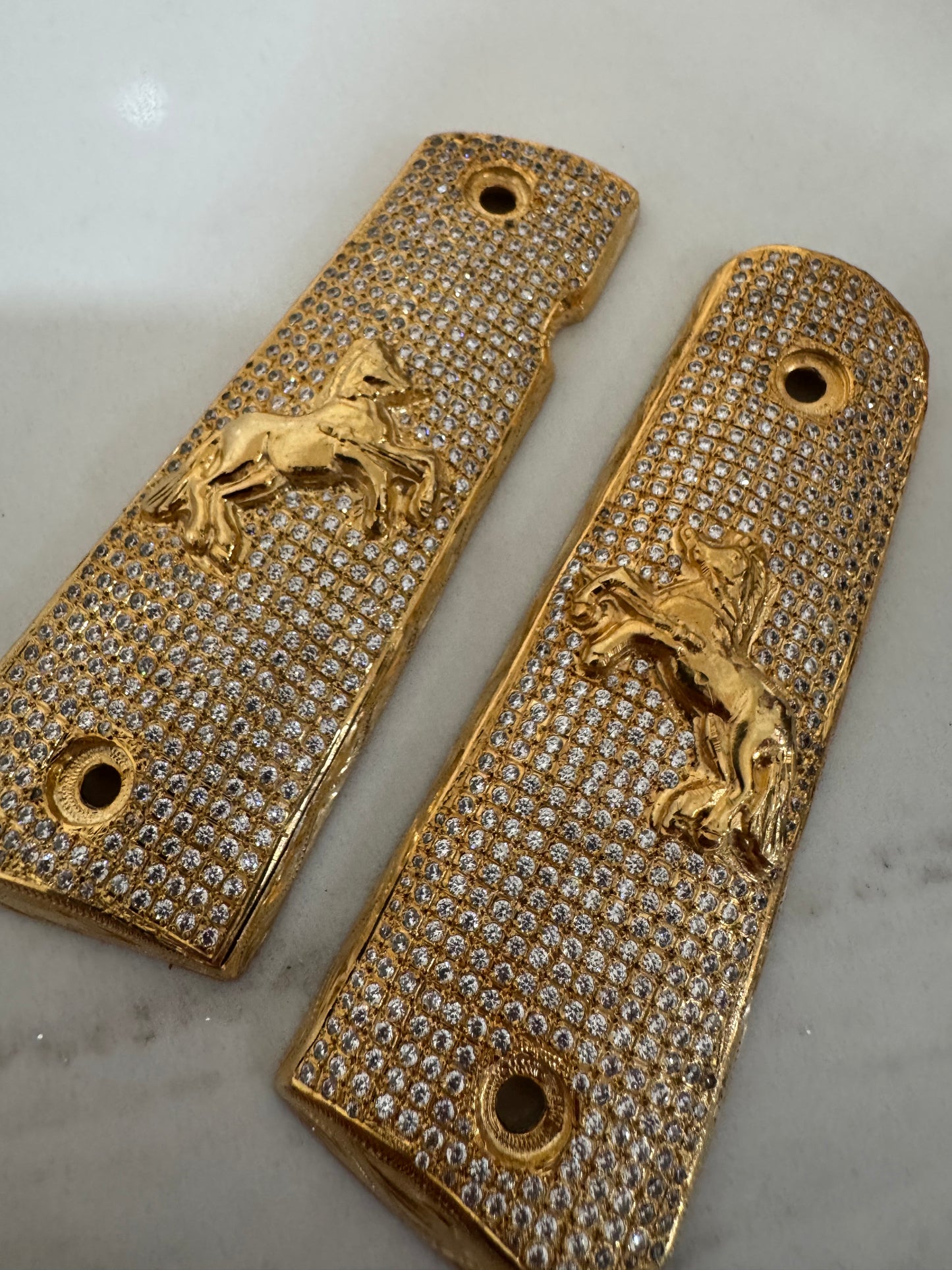 Rampart Horse 1911 Pistol Grips –  CZ Stone Inlay – Full-Size 1911