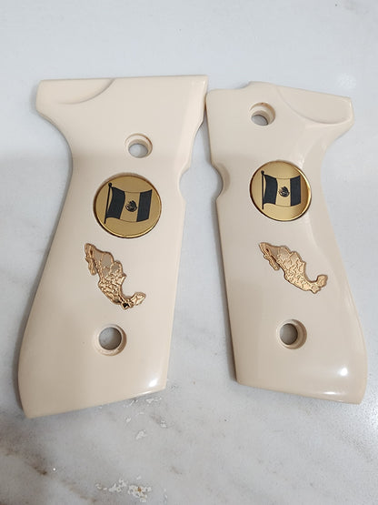 Beretta 92fs - Mexican Flag Medallion & Mexico Map - Composite Grips 96 Fs M9