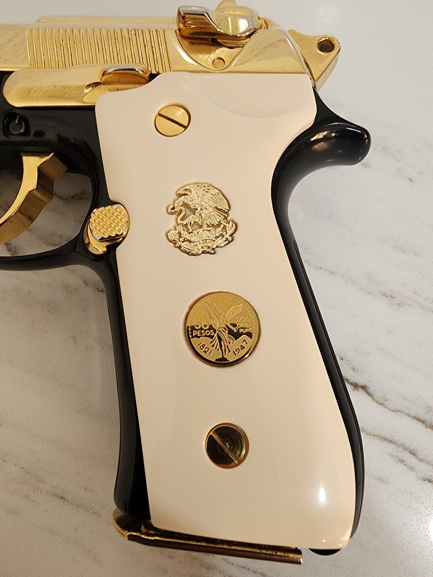 Beretta "Mexican Eagle" “Centenario” Bone Composite Grips 92 Fs 96 Fs M9