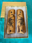 1911 Grips Laser Engraved Tiger With Bamboo Grips 45 acp 38 Super Calibers