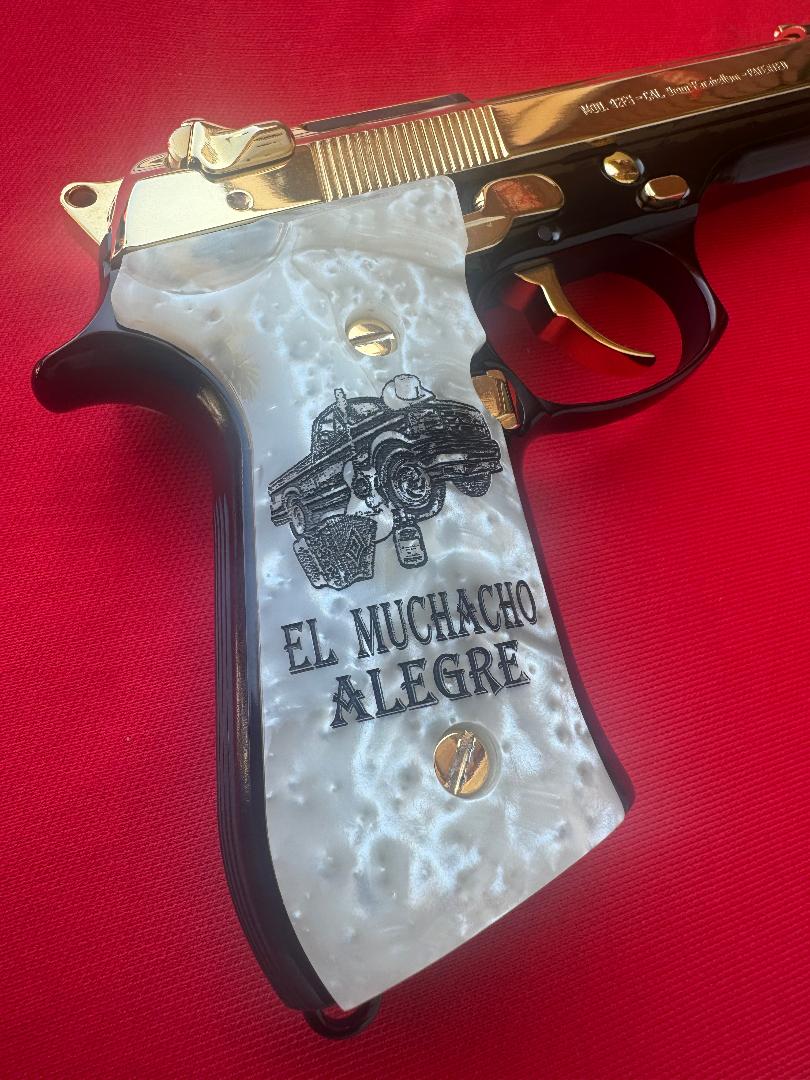 Beretta "El Muchacho Alegre" Grips 24k gold plated 92 Fs 96 Fs M9