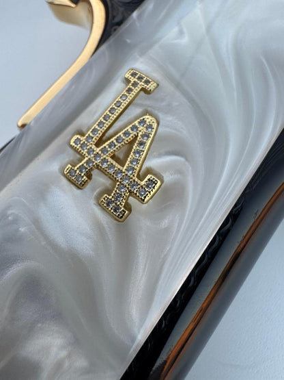 1911 White Pearl Grips - LA - design inlayed 24k Gold Plated 45 acp 38 Super