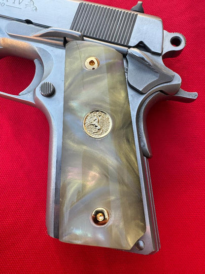 1911 Officer's Model Colt Medallion Pearlite Custom Pistol Grips