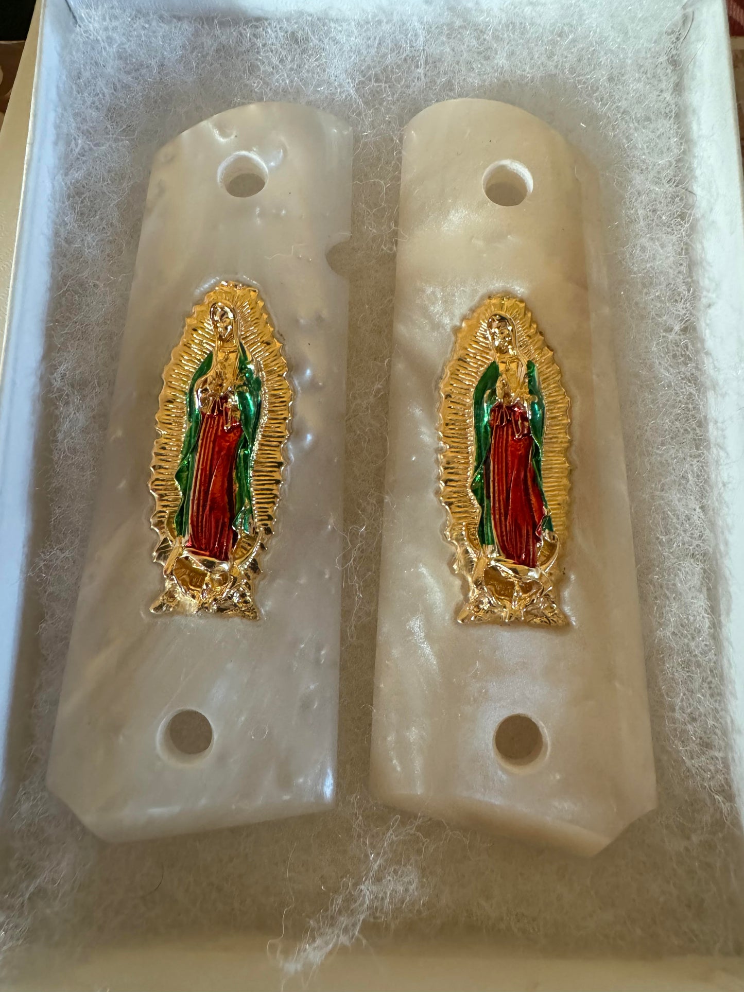 1911 Virgin De Guadalupe 24k Gold Plated Inlayed Grips White Pearl Grips